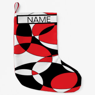 Black, White and Red Ellipticals Small Christmas Stocking