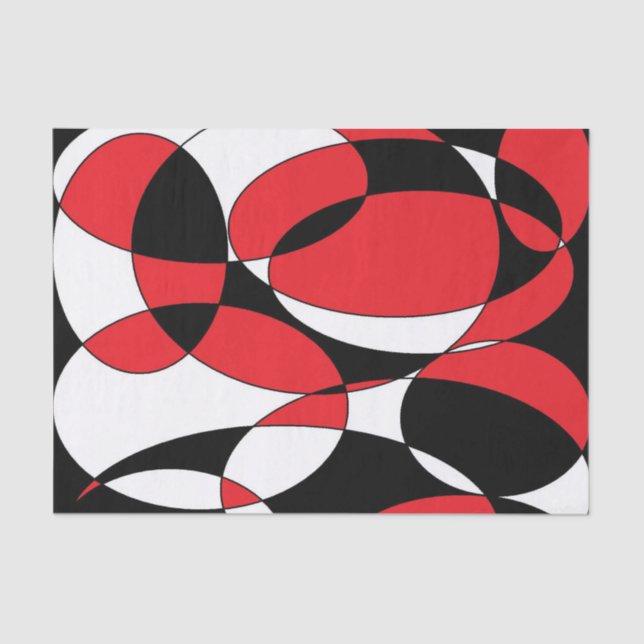 Black, White and Red Ellipticals Tissue Paper (Front)