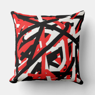 Black, White and Red Graffiti Art Cushion