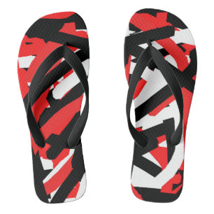 Black, White and Red Graffiti Flip Flops
