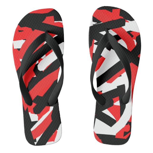 Black, White and Red Graffiti  Flip Flops (Footbed)