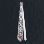 Black White and Red Heart Damask Tie<br><div class="desc">Any Tie that isn't printed front and back can be customised by you to have the print on the back side too.  Just click customise more and select all and copy and then select the back side and paste.</div>