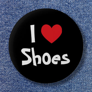 Black White and Red Heart I Love Shoes 6 Cm Round Badge