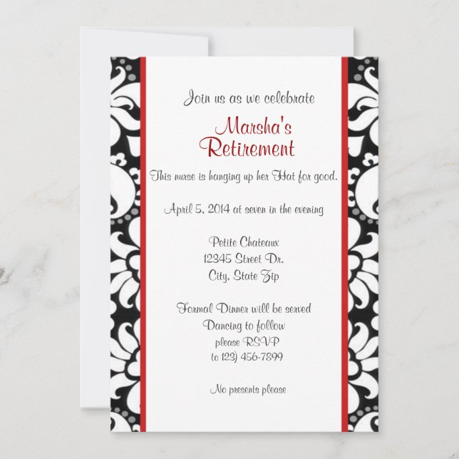 Black white and red invitation (Front)