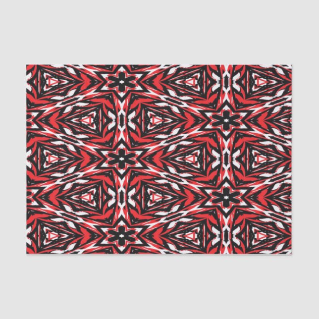 Black, White and Red Kaleidoscope Tissue Paper (Front)
