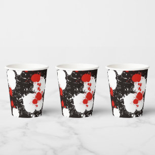 Black, White and Red Paint Splatter Paper Cups