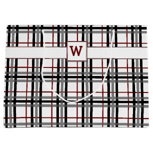 Black White and Red Plaid Gift Bag