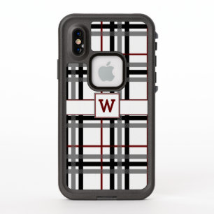 Black White and Red Plaid Lifeproof Case