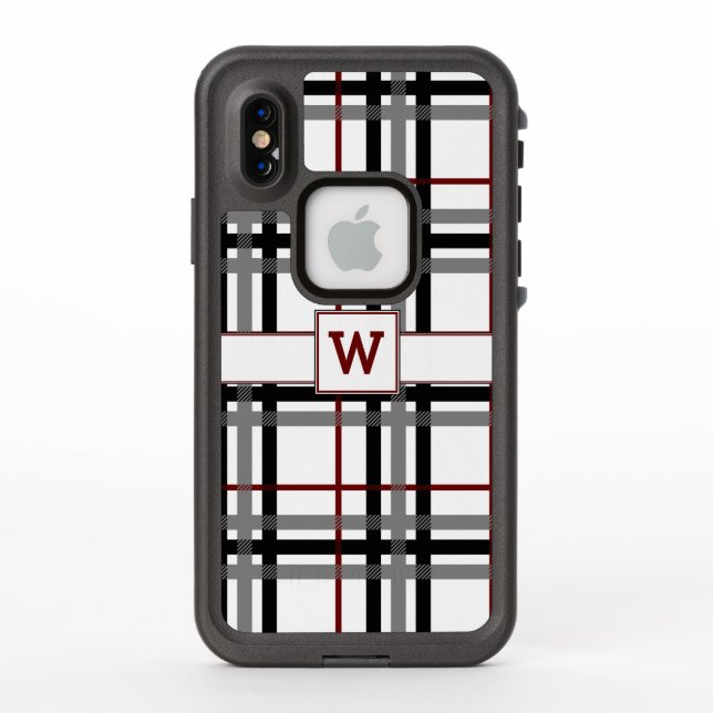 Black White and Red Plaid Lifeproof Case (Back)