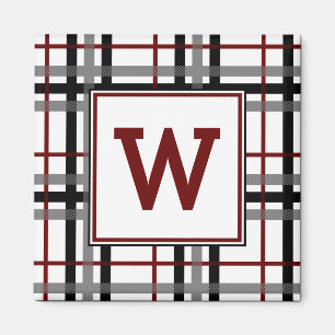 Black White and Red Plaid Magnet