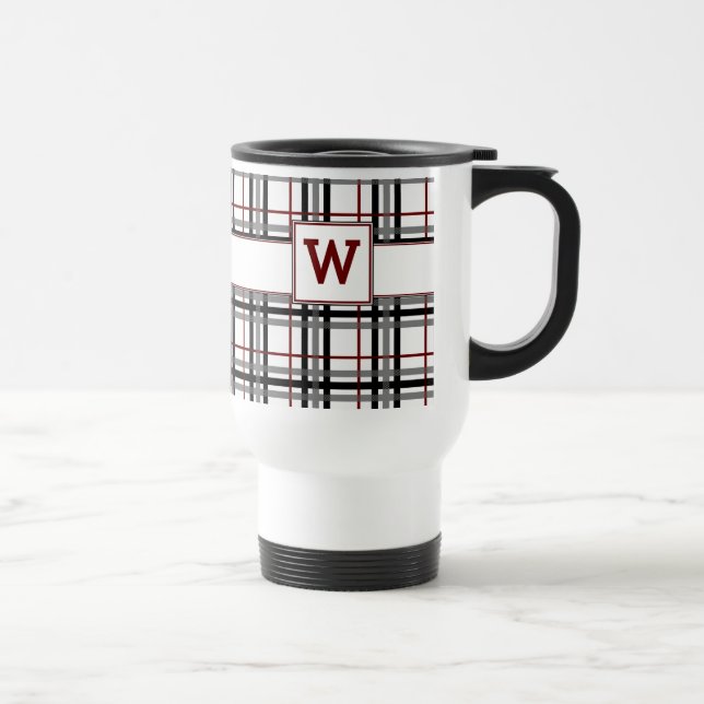 Black White and Red Plaid Mug (Right)