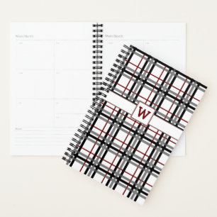 Black White and Red Plaid Planner