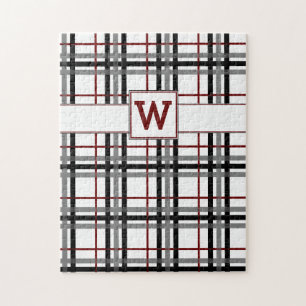 Black White and Red Plaid Puzzle