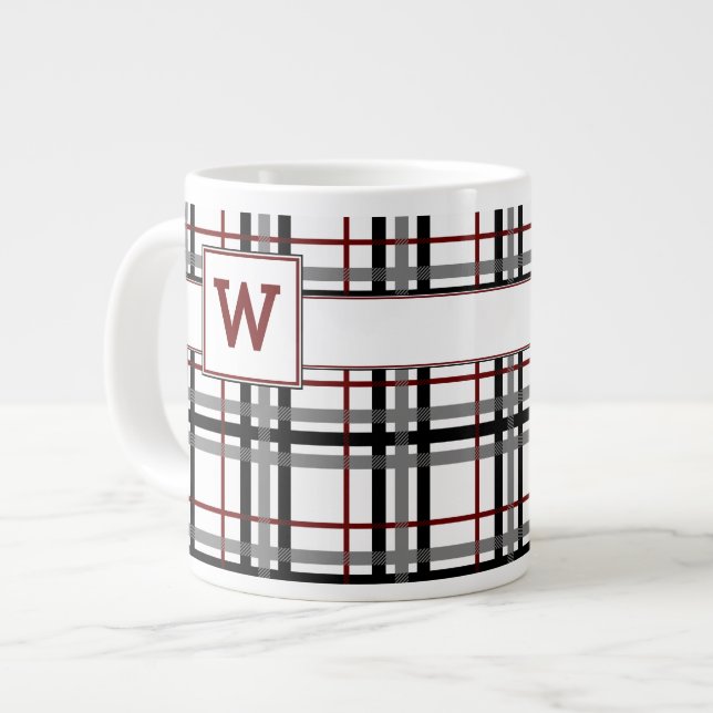 Black White and Red Plaid Speciality Mug (Front Left)
