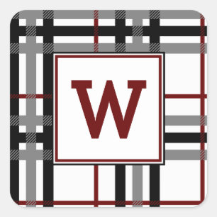 Black White and Red Plaid Sticker