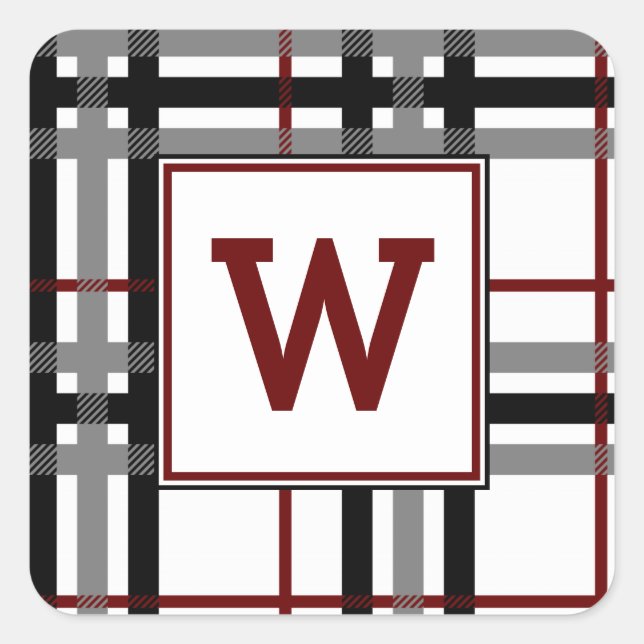Black White and Red Plaid Sticker (Front)