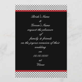 Black, white and red polka dot Invitation