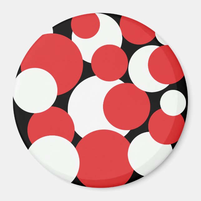 Black, White and Red Polka Dots  Magnet (Front)