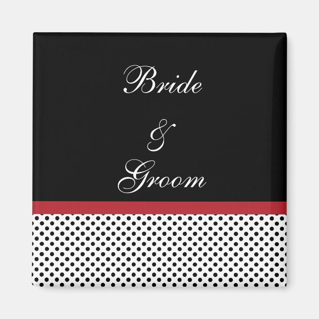 Black, white and red polka dots Magnet (Front)