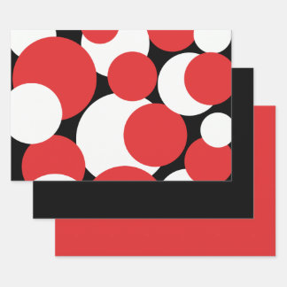 Black, White and Red Polka Dots  Wrapping Paper Sheet