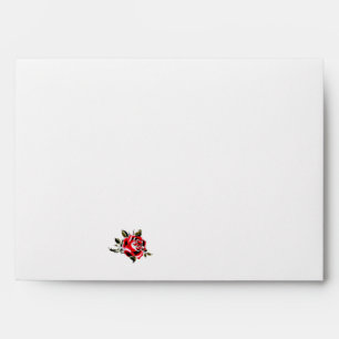 Black White and Red Rose Wedding Envelope