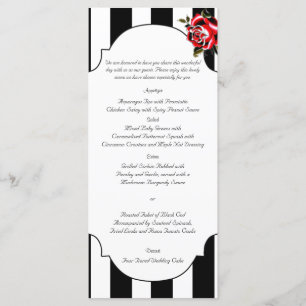 Black White and Red Rose Wedding Menu