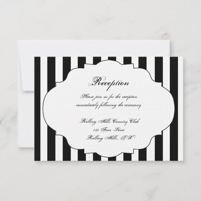 Black White and Red Rose Wedding Reception Invitation (Front)