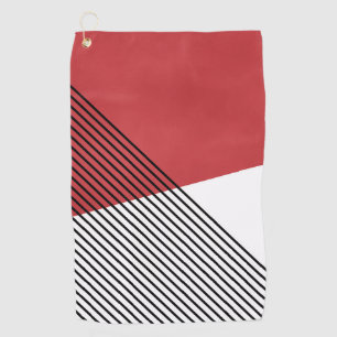 Black, white and red simple geometric art golf towel