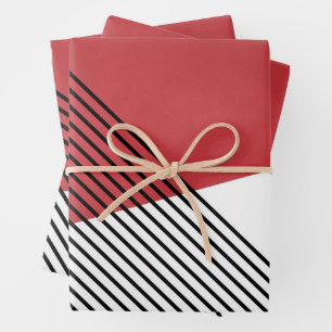 Black, white and red simple geometric art wrapping paper sheet