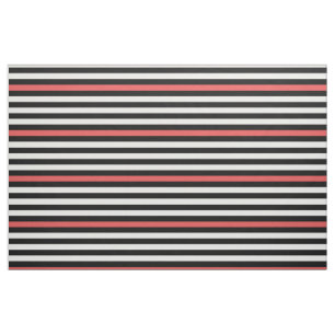 Black White and Red Striped Pattern Fabric