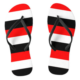 Black, White and Red Stripes Flip Flops