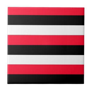 Black, white and red stripes tile
