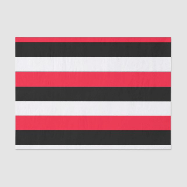 Black, White and Red Stripes Tissue Paper (Front)