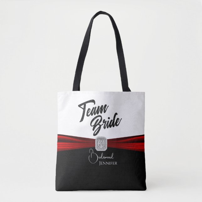  Black, White and Red Team Bride Tote Bag (Front)