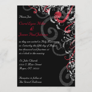 Black, White and Red Wedding Invitation
