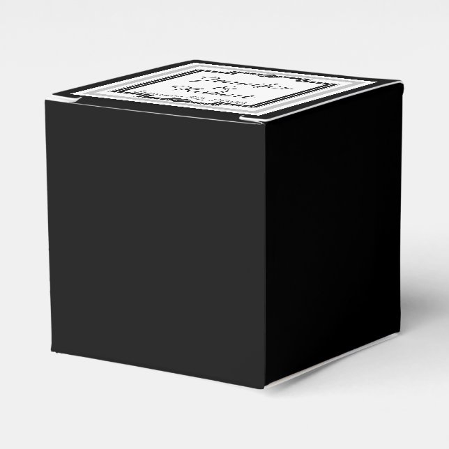 Black, White and Silver Art Deco Frame Wedding Favour Box (Front Side)