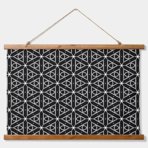 Black White and Silver Geometric pattern Hanging Tapestry