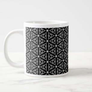 Black White and Silver Geometric pattern Large Coffee Mug