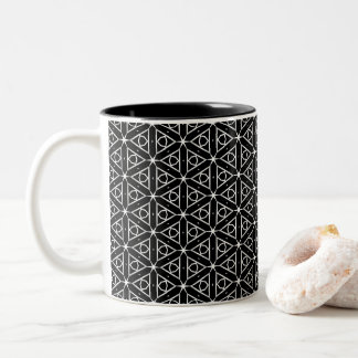 Black White and Silver Geometric pattern Two-Tone Coffee Mug
