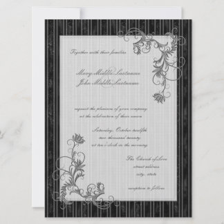 Black, White and Silver Wedding Invite Template
