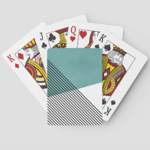 Black, white and turquoise simple geometric art playing cards