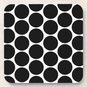 Black White And White Polka Dots Pattern Coasters