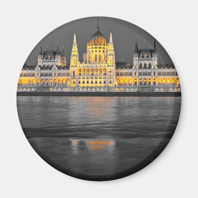 Black, White and Yellow Budapest Lights Magnet (Front)