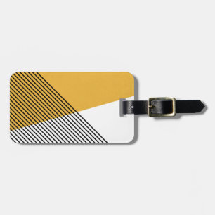 Black, white and yellow simple geometric art luggage tag