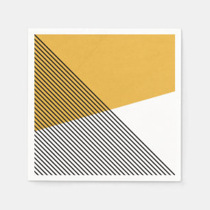 Black, white and yellow simple geometric art napkin