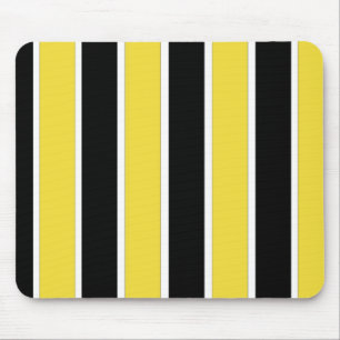 Black, white and yellow stripes mouse mat