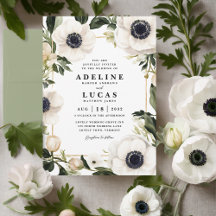 Black & White Anemone Flower Ivory Floral Wedding