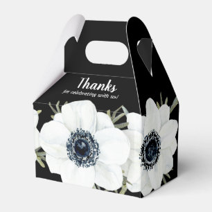Black & White Anemones Watercolor Floral Favour Box