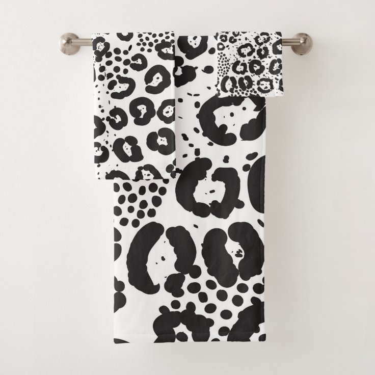 Black White Animal Print Snow Leopard Cheetah Bath Towel Set | Zazzle Black White Animal Print Snow Leopard Cheetah Bath Towel Set | Zazzle