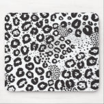 Black White Animal Print Snow Leopard Cheetah Mouse Mat<br><div class="desc">Mouse Pad</div>